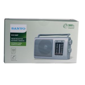 Presenta Radio Sanyo KS109P Radio Analógica Sobremesa Am/FM Red y Pilas. Color Plata - Image 5