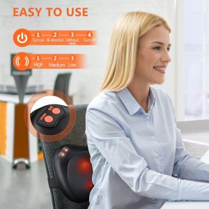 DISPAU Almohada de Masaje - Diseño Ergonómico, 8 Cabezas Bidireccionales, 3 Velocidades Ajustables, Función de Calor Suave, Ideal para Hogar y Viajes, Incluye Adaptador para Coche y Pared - Image 5